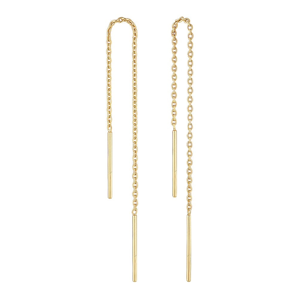 Minimalist Thread Earrings Gold 1 - Bowerbird Jewels - Online Jewellery Store