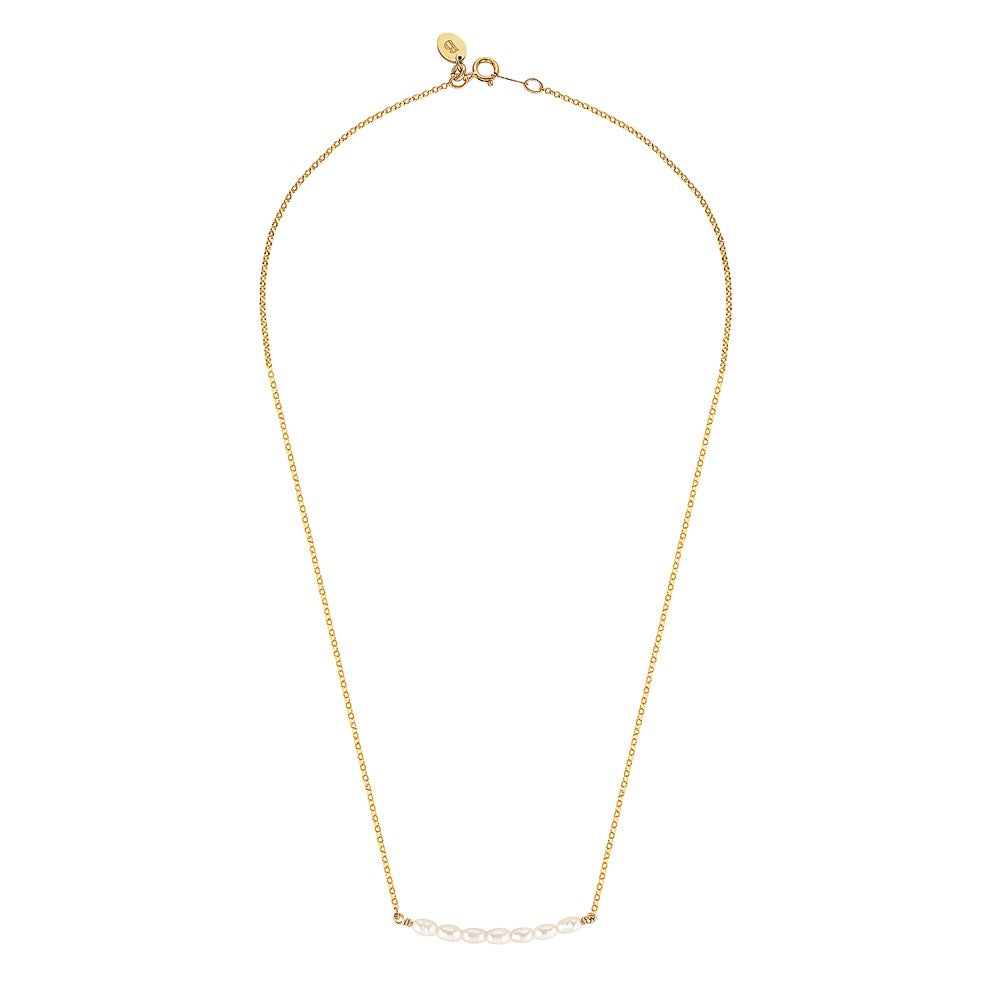 Pearl Line Necklace Gold 3 - Bowerbird Jewels - Online Jewellery Store