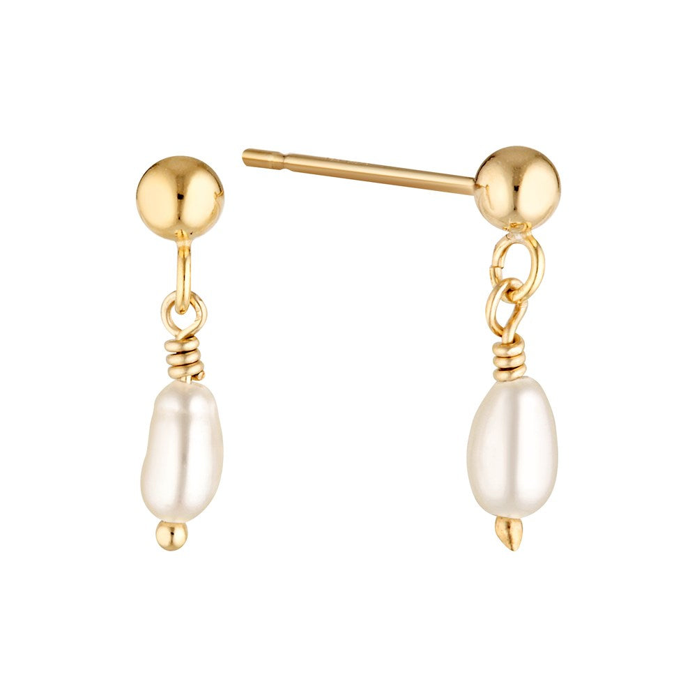 Pearl Raindrop Earrings Gold 1 - Bowerbird Jewels - Online Jewellery Store
