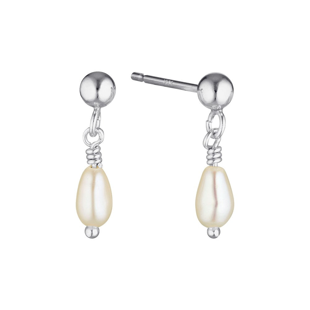 Pearl Raindrop Earrings Silver 1 - Bowerbird Jewels - Online Jewellery Store