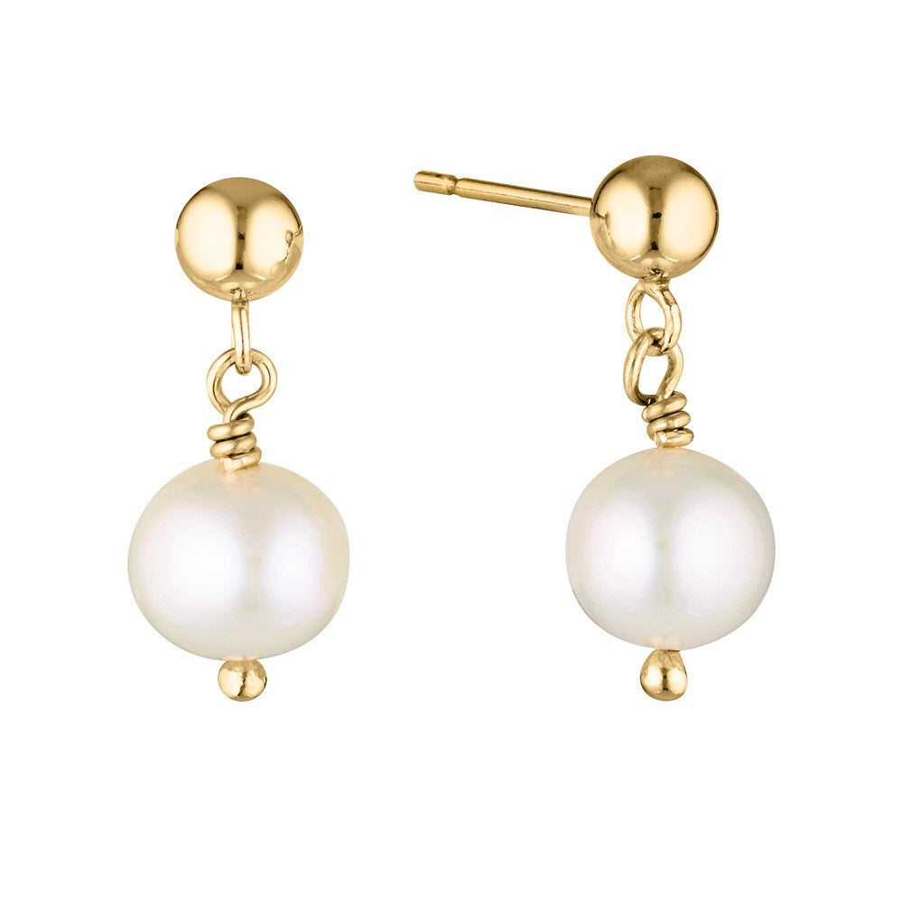 Potato Pearl Drop Stud Earrings Gold 1 - Bowerbird Jewels - Online Jewellery Store