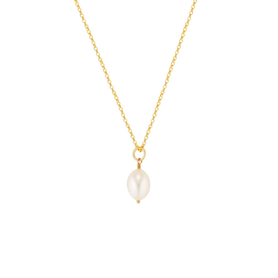 Single Drop Pearl Pendant Gold 1 - Bowerbird Jewels - Online Jewellery Store