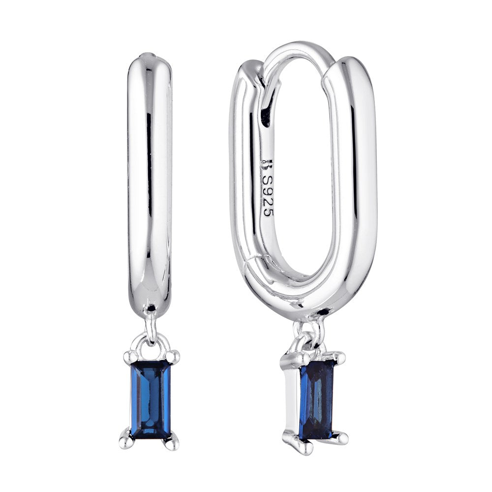 Siren Oval Drop Hoop Earrings Silver 1 - Bowerbird Jewels - Online Jewellery Store