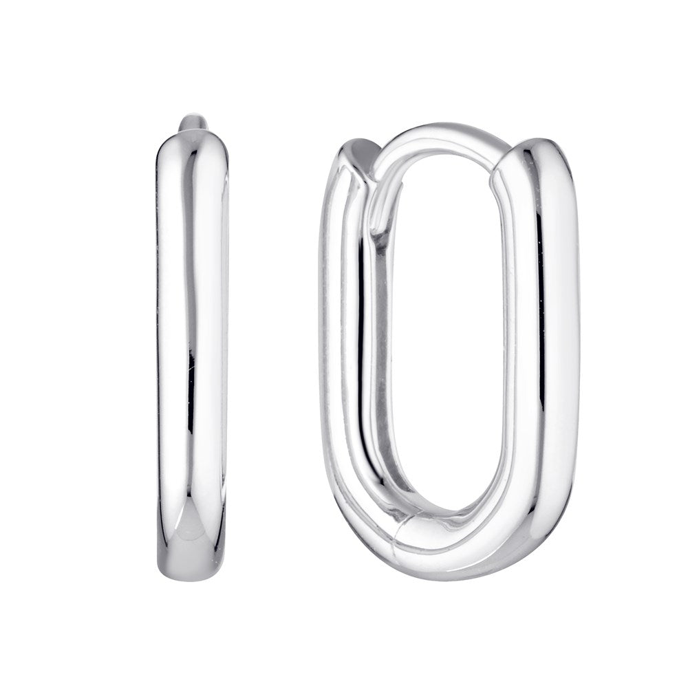 Siren Oval Hoop Earrings Silver 1 - Bowerbird Jewels - Online Jewellery Store