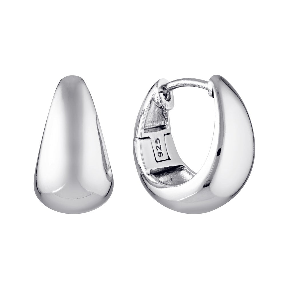 Wide Tapering Huggie Earrings Silver 1 - Bowerbird Jewels - Online Jewellery Store
